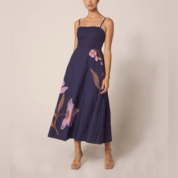 Cleobella Riley Ankle Dress in Moresco Navy Print - Picture 2 of 8